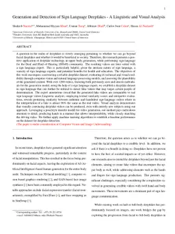 Generation and Detection of Sign Language Deepfakes - A Linguistic and Visual Analysis