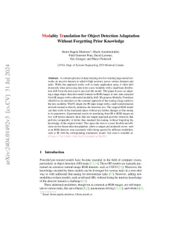 Modality Translation for Object Detection Adaptation Without Forgetting
  Prior Knowledge
