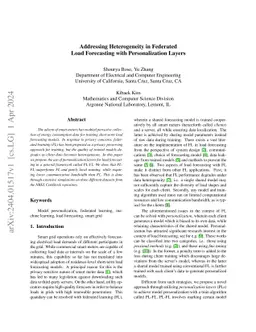 Addressing Heterogeneity in Federated Load Forecasting with
  Personalization Layers