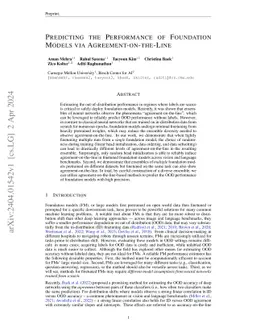 Predicting the Performance of Foundation Models via
  Agreement-on-the-Line