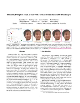Efficient 3D Implicit Head Avatar with Mesh-anchored Hash Table
  Blendshapes