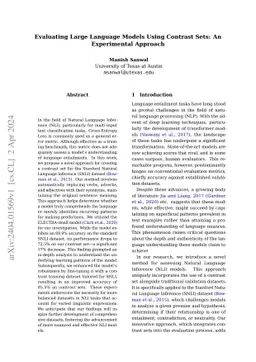 Evaluating Large Language Models Using Contrast Sets: An Experimental
  Approach