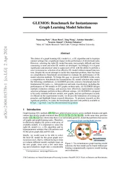 GLEMOS: Benchmark for Instantaneous Graph Learning Model Selection