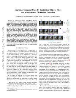 Learning Temporal Cues by Predicting Objects Move for Multi-camera 3D
  Object Detection