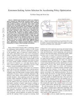 Extremum-Seeking Action Selection for Accelerating Policy Optimization