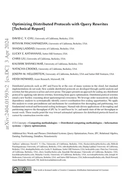 Optimizing Distributed Protocols with Query Rewrites [Technical Report]