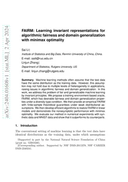 FAIRM: Learning invariant representations for algorithmic fairness and
  domain generalization with minimax optimality