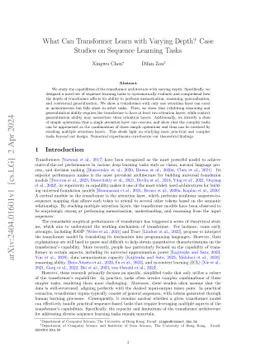 What Can Transformer Learn with Varying Depth? Case Studies on Sequence
  Learning Tasks