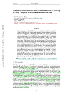 Helmsman of the Masses? Evaluate the Opinion Leadership of Large
  Language Models in the Werewolf Game