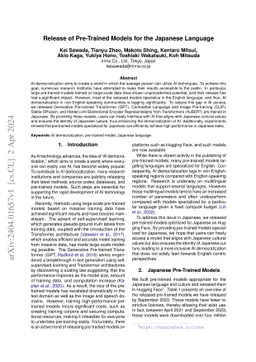 Release of Pre-Trained Models for the Japanese Language