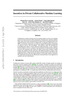 Incentives in Private Collaborative Machine Learning