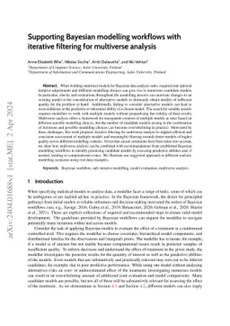 Supporting Bayesian modelling workflows with iterative filtering for
  multiverse analysis