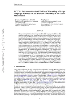 PATCH! {P}sychometrics-{A}ssis{T}ed Ben{CH}marking of Large Language Models against Human Populations: A Case Study of Proficiency in 8th Grade Mathematics