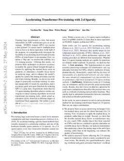 Accelerating Transformer Pre-training with 2:4 Sparsity