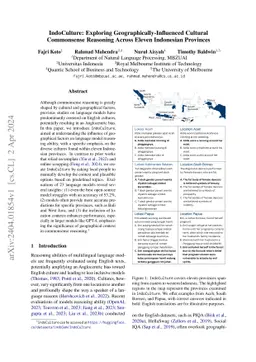 IndoCulture: Exploring Geographically-Influenced Cultural Commonsense
  Reasoning Across Eleven Indonesian Provinces