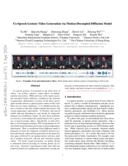 Co-Speech Gesture Video Generation via Motion-Decoupled Diffusion Model