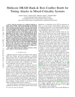 Multicore DRAM Bank-& Row-Conflict Bomb for Timing Attacks in
  Mixed-Criticality Systems