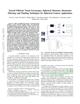 Toward Efficient Visual Gyroscopes: Spherical Moments, Harmonics
  Filtering, and Masking Techniques for Spherical Camera Applications