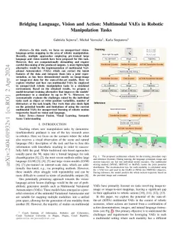 Bridging Language, Vision and Action: Multimodal VAEs in Robotic Manipulation Tasks