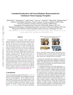 Lookahead Exploration with Neural Radiance Representation for Continuous
  Vision-Language Navigation