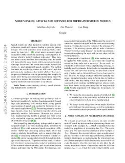 Noise Masking Attacks and Defenses for Pretrained Speech Models