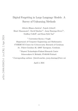 Digital Forgetting in Large Language Models: A Survey of Unlearning
  Methods