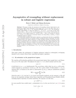 Asymptotics of resampling without replacement in robust and logistic
  regression