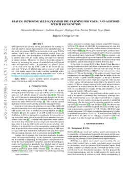 BRAVEn: Improving Self-Supervised Pre-training for Visual and Auditory
  Speech Recognition
