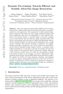 Dynamic Pre-training: Towards Efficient and Scalable All-in-One Image
  Restoration