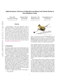 Alpha Invariance: On Inverse Scaling Between Distance and Volume Density
  in Neural Radiance Fields