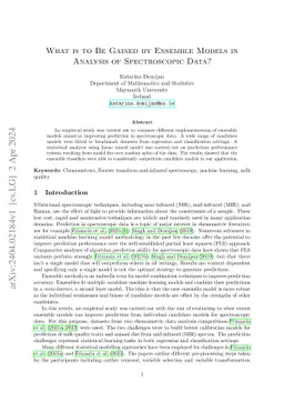What is to be gained by ensemble models in analysis of spectroscopic
  data?