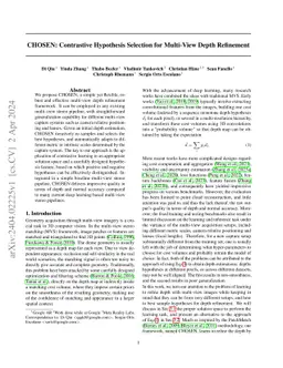 CHOSEN: Contrastive Hypothesis Selection for Multi-View Depth Refinement