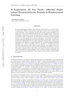 Is Exploration All You Need? Effective Exploration Characteristics for
  Transfer in Reinforcement Learning