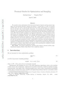 Proximal Oracles for Optimization and Sampling