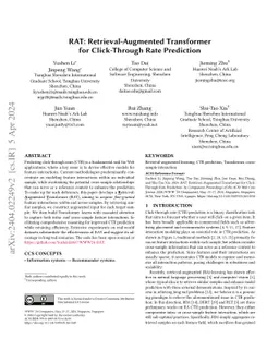RAT: Retrieval-Augmented Transformer for Click-Through Rate Prediction