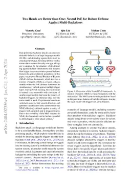 Two Heads are Better than One: Nested PoE for Robust Defense Against
  Multi-Backdoors