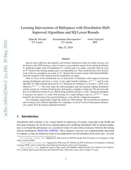 Learning Intersections of Halfspaces with Distribution Shift: Improved
  Algorithms and SQ Lower Bounds