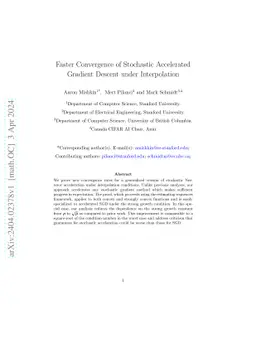 Faster Convergence of Stochastic Accelerated Gradient Descent under Interpolation