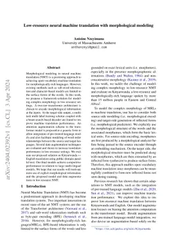 Low-resource neural machine translation with morphological modeling