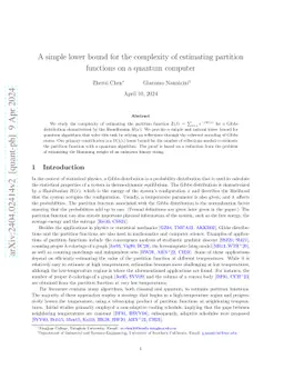 A simple lower bound for the complexity of estimating partition
  functions on a quantum computer