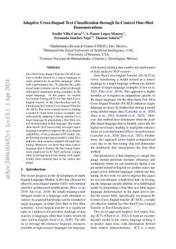 Adaptive Cross-lingual Text Classification through In-Context One-Shot
  Demonstrations