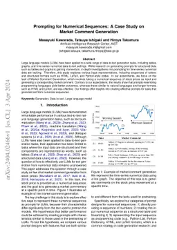 Prompting for Numerical Sequences: A Case Study on Market Comment
  Generation