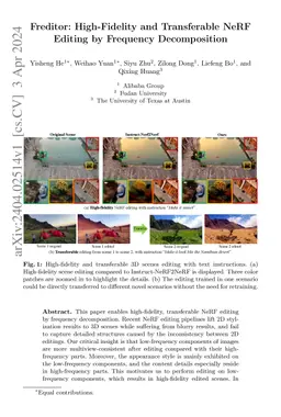 Freditor: High-Fidelity and Transferable NeRF Editing by Frequency
  Decomposition