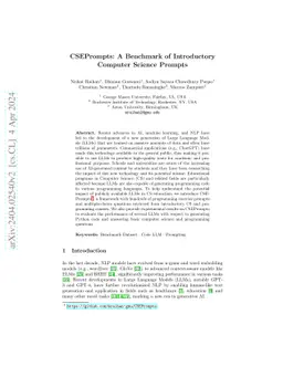 CSEPrompts: A Benchmark of Introductory Computer Science Prompts