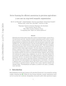 Active learning for efficient annotation in precision agriculture: a
  use-case on crop-weed semantic segmentation
