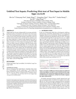 Unblind Text Inputs: Predicting Hint-text of Text Input in Mobile Apps
  via LLM