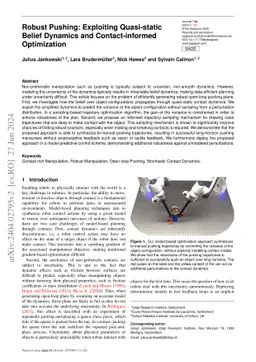 Robust Pushing: Exploiting Quasi-static Belief Dynamics and
  Contact-informed Optimization