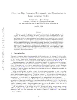 Cherry on Top: Parameter Heterogeneity and Quantization in Large
  Language Models