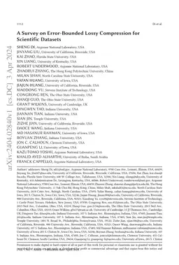 A Survey on Error-Bounded Lossy Compression for Scientific Datasets