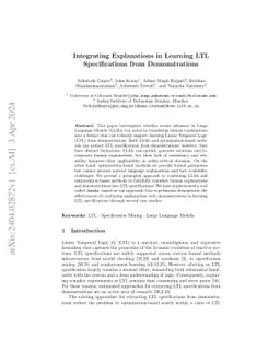 Integrating Explanations in Learning LTL Specifications from
  Demonstrations